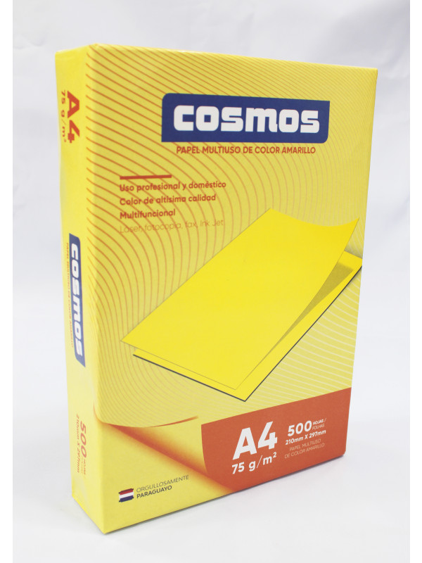 Resma papel Color Amarillo A4 75 Grs (Caja x10) COSMOS