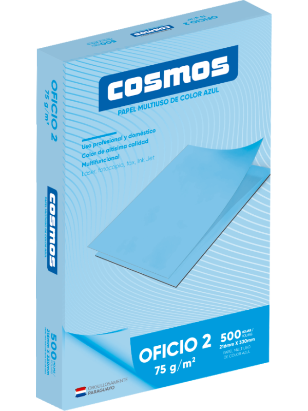 Resma papel Color Azul Oficio 75 Grs (Caja x10) COSMOS