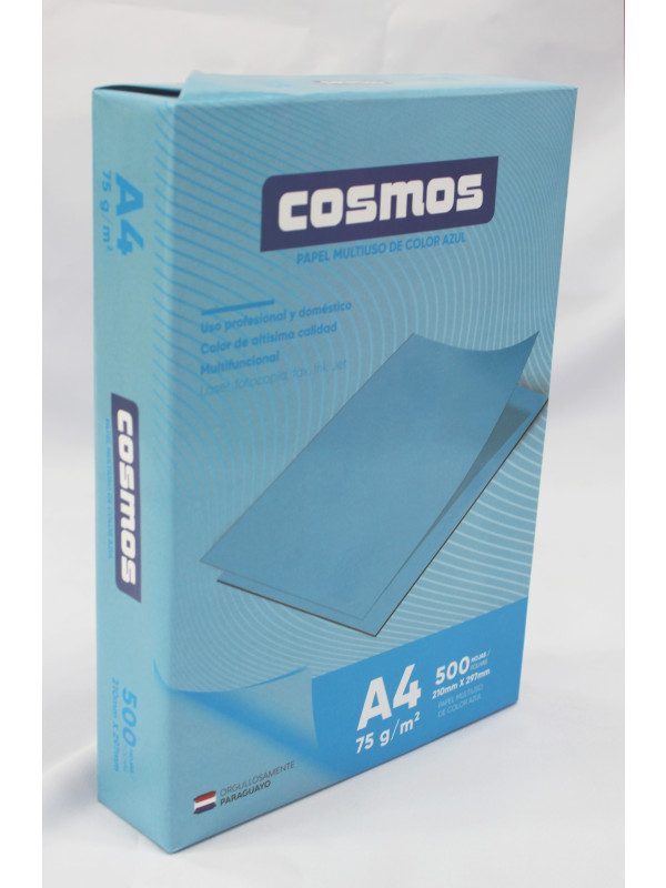 Resma papel Color Azul A4 75 Grs (Caja x10) COSMOS