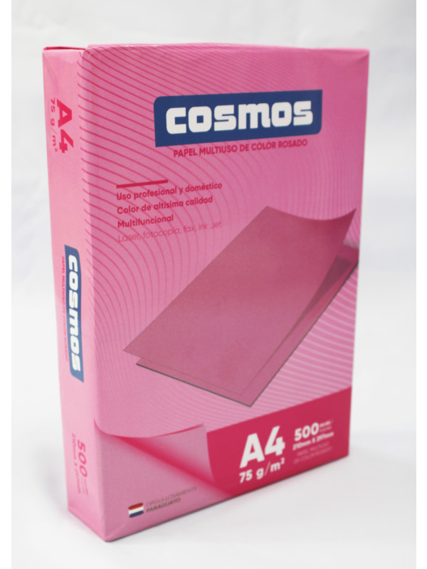 Resma papel Color Rosa A4 75 Grs (Caja x10) COSMOS